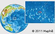 Physical Location Map of the area around 22° 23' 25" N, 160° 43' 29" E