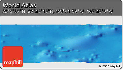 Physical Panoramic Map of the Area around 22° 23' 25" N, 168° 13' 29" W
