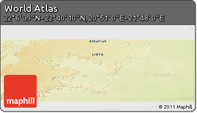 Physical Panoramic Map of the Area around 22° 23' 25" N, 21° 19' 30" E