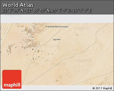 Satellite 3D Map of the Area around 22° 23' 25" N, 25° 34' 30" E