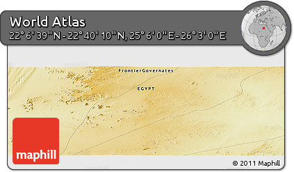 Physical Panoramic Map of the Area around 22° 23' 25" N, 25° 34' 30" E