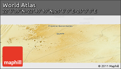 Physical Panoramic Map of the Area around 22° 23' 25" N, 25° 34' 30" E