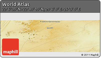 Physical Panoramic Map of the Area around 22° 23' 25" N, 25° 34' 30" E