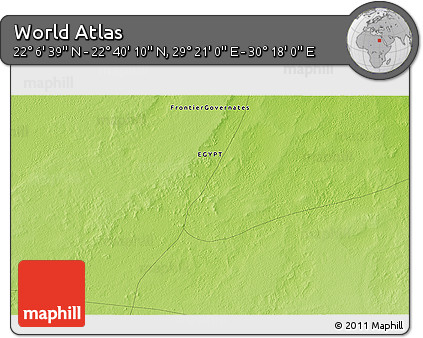 Physical 3D Map of the Area around 22° 23' 25" N, 29° 49' 30" E
