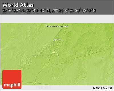 Physical 3D Map of the Area around 22° 23' 25" N, 29° 49' 30" E