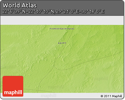 Physical 3D Map of the Area around 22° 23' 25" N, 29° 49' 30" E