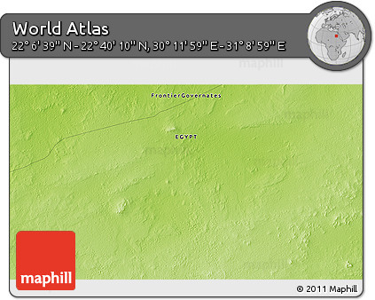 Physical 3D Map of the Area around 22° 23' 25" N, 30° 40' 29" E