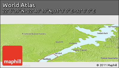 Physical Panoramic Map of the Area around 22° 23' 25" N, 31° 31' 29" E