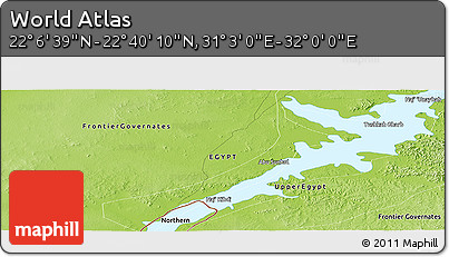 Physical Panoramic Map of the Area around 22° 23' 25" N, 31° 31' 29" E