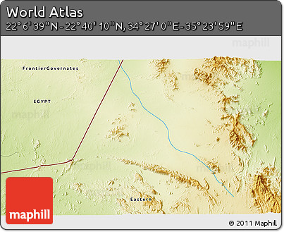 Physical 3D Map of the Area around 22° 23' 25" N, 34° 55' 29" E