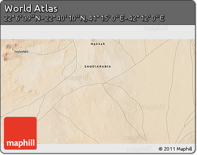 Satellite 3D Map of the Area around 22° 23' 25" N, 41° 43' 30" E