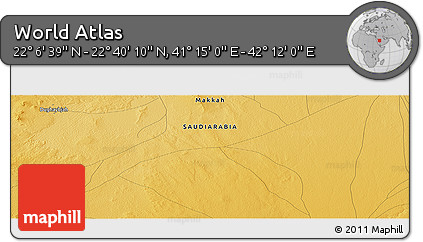 Physical Panoramic Map of the Area around 22° 23' 25" N, 41° 43' 30" E