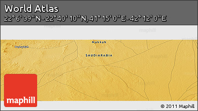 Physical Panoramic Map of the Area around 22° 23' 25" N, 41° 43' 30" E