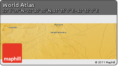 Physical Panoramic Map of the Area around 22° 23' 25" N, 41° 43' 30" E