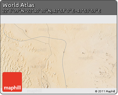 Satellite 3D Map of the Area around 22° 23' 25" N, 43° 25' 29" E