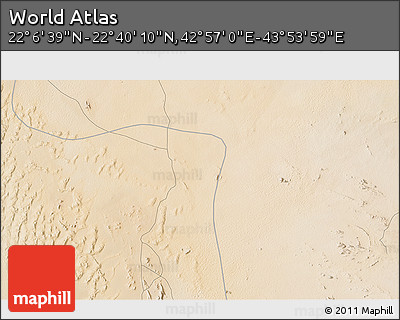 Satellite 3D Map of the Area around 22° 23' 25" N, 43° 25' 29" E