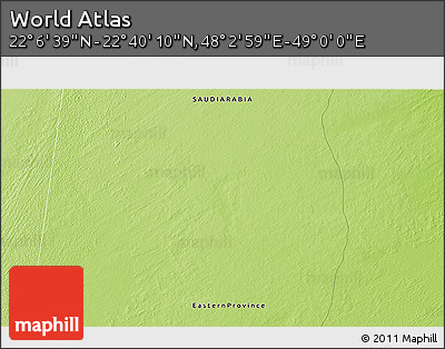 Physical 3D Map of the Area around 22° 23' 25" N, 48° 31' 29" E
