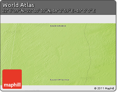 Physical 3D Map of the Area around 22° 23' 25" N, 48° 31' 29" E