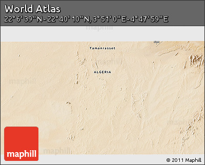 Satellite 3D Map of the Area around 22° 23' 25" N, 4° 19' 30" E