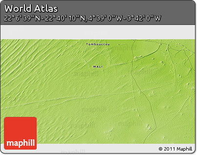 Physical 3D Map of the Area around 22° 23' 25" N, 4° 10' 30" W