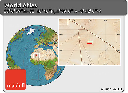 Satellite Location Map of the Area around 22° 23' 25" N, 4° 10' 30" W