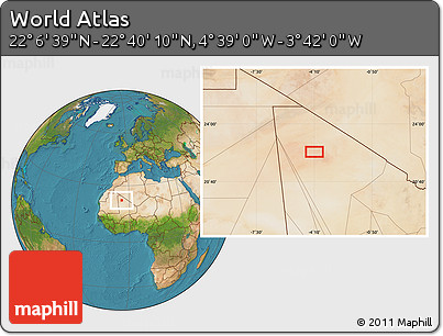 Satellite Location Map of the Area around 22° 23' 25" N, 4° 10' 30" W