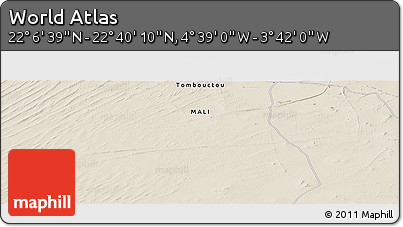 Shaded Relief Panoramic Map of the Area around 22° 23' 25" N, 4° 10' 30" W