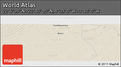 Shaded Relief Panoramic Map of the Area around 22° 23' 25" N, 4° 10' 30" W