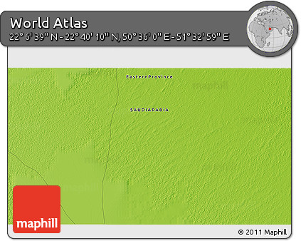 Physical 3D Map of the Area around 22° 23' 25" N, 51° 4' 30" E