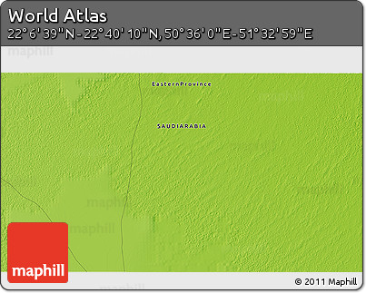 Physical 3D Map of the Area around 22° 23' 25" N, 51° 4' 30" E