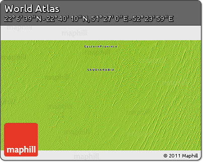 Physical 3D Map of the Area around 22° 23' 25" N, 51° 55' 29" E