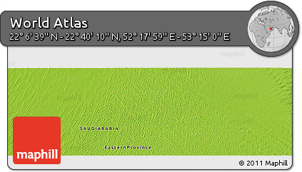 Physical Panoramic Map of the Area around 22° 23' 25" N, 52° 46' 29" E