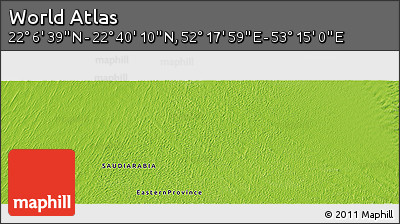 Physical Panoramic Map of the Area around 22° 23' 25" N, 52° 46' 29" E