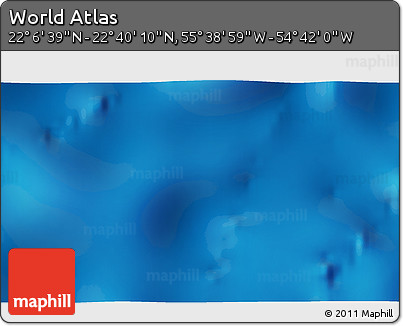 Physical 3D Map of the Area around 22° 23' 25" N, 55° 10' 29" W