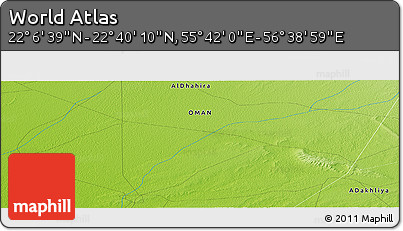 Physical Panoramic Map of the Area around 22° 23' 25" N, 56° 10' 29" E