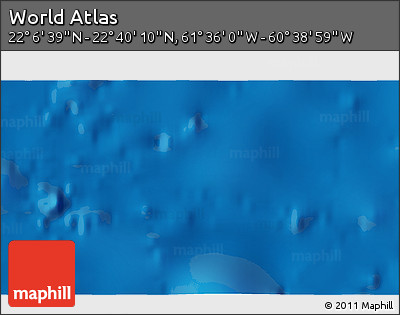 Physical 3D Map of the Area around 22° 23' 25" N, 61° 7' 30" W