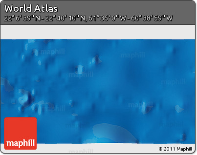 Physical 3D Map of the Area around 22° 23' 25" N, 61° 7' 30" W