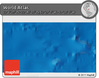Physical 3D Map of the Area around 22° 23' 25" N, 61° 58' 30" W