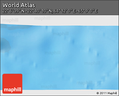 Physical 3D Map of the Area around 22° 23' 25" N, 64° 40' 30" E