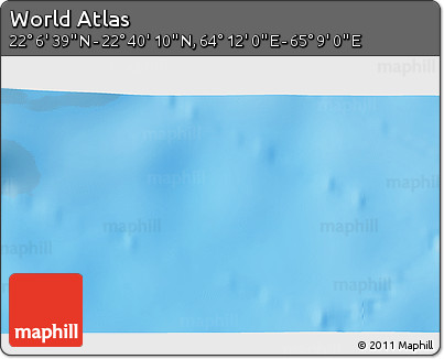 Physical 3D Map of the Area around 22° 23' 25" N, 64° 40' 30" E