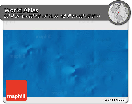 Shaded Relief 3D Map of the Area around 22° 23' 25" N, 66° 13' 29" W