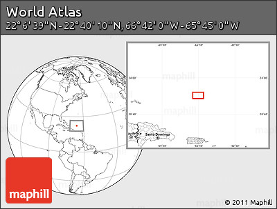 Blank Location Map of the Area around 22° 23' 25" N, 66° 13' 29" W