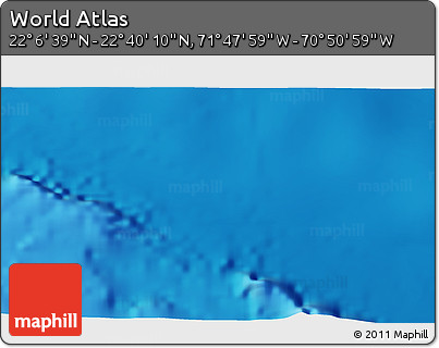 Physical 3D Map of the Area around 22° 23' 25" N, 71° 19' 29" W