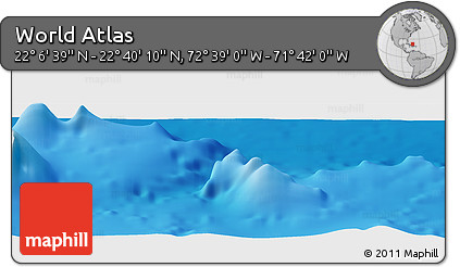 Shaded Relief Panoramic Map of the Area around 22° 23' 25" N, 72° 10' 30" W