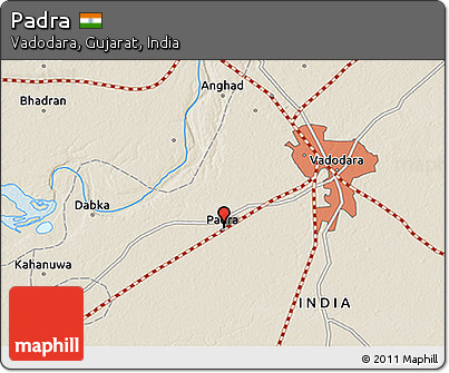 Shaded Relief 3D Map of Padra