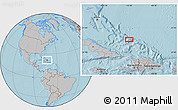 Gray Location Map of the area around 22° 23' 25" N, 73° 1' 30" W, hill shading