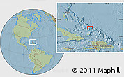 Savanna Style Location Map of the area around 22° 23' 25" N, 73° 1' 30" W, hill shading