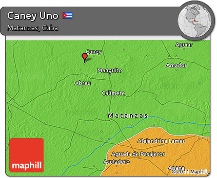 Political 3D Map of Caney Uno