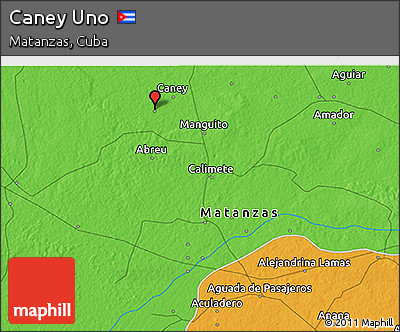 Political 3D Map of Caney Uno