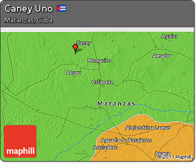 Political 3D Map of Caney Uno